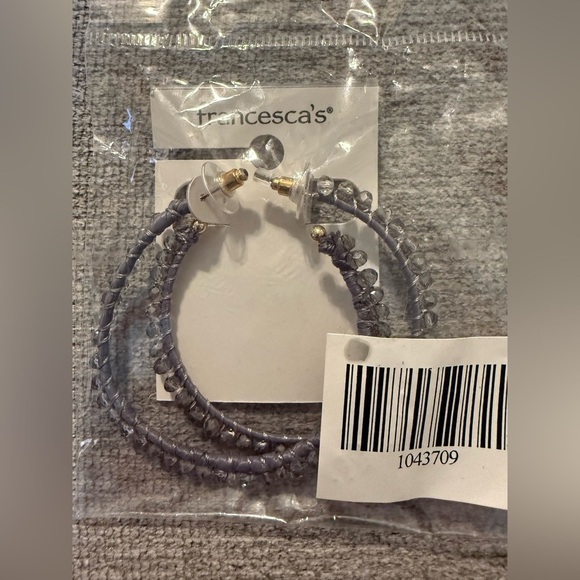 Gray Braided Hoop Earrings - Picture 4 of 6